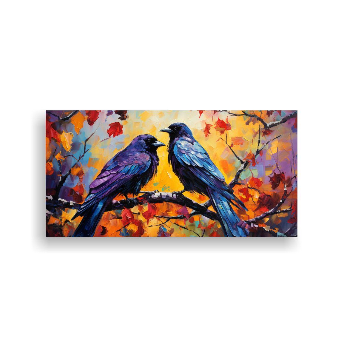 Pintura Multicolor Estilo Estilo óleo De Cuervos 120x60cm-0