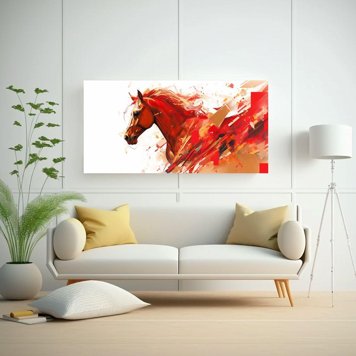 Pintura Decorativa De Arte Pop De Un Caballo 140x70 Cm-2