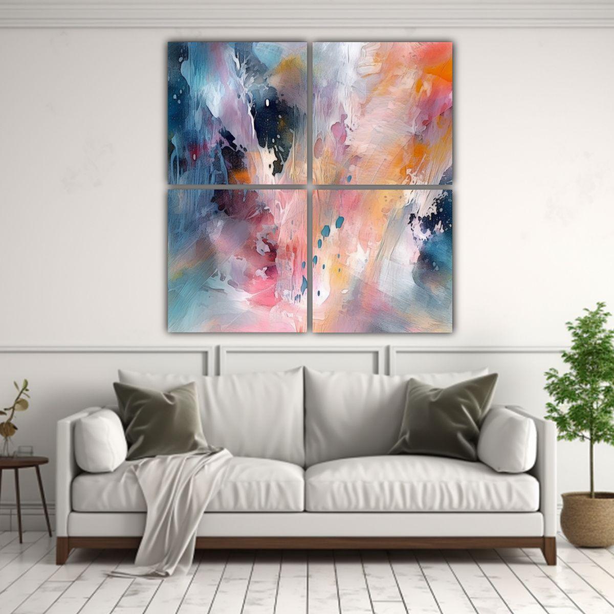 Cuadro Fotografía Única Acuarela Abstracta 180x180 Cm-2