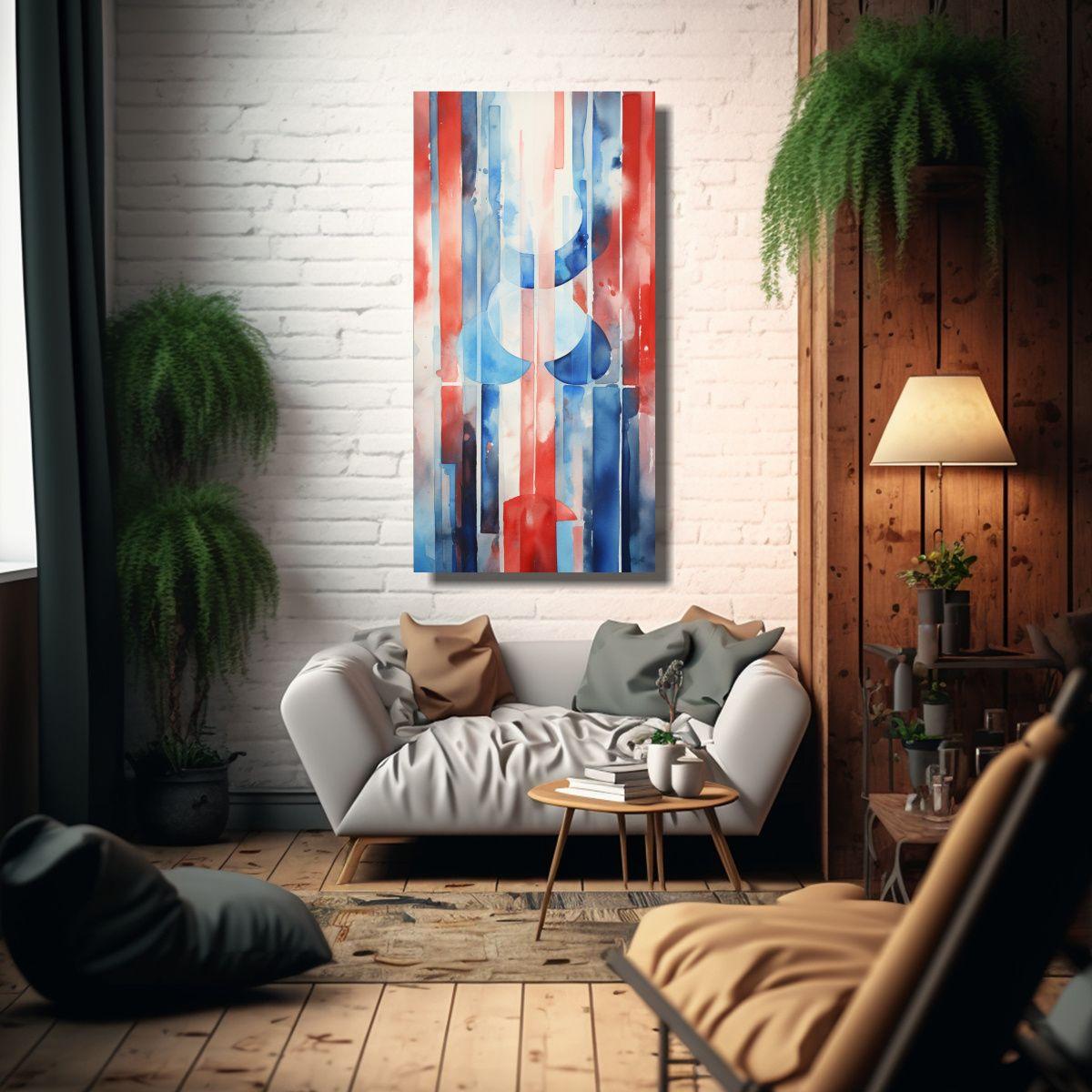 Pintura Abstracta Inspirada En La Bandera Noruega 30x60cm-2