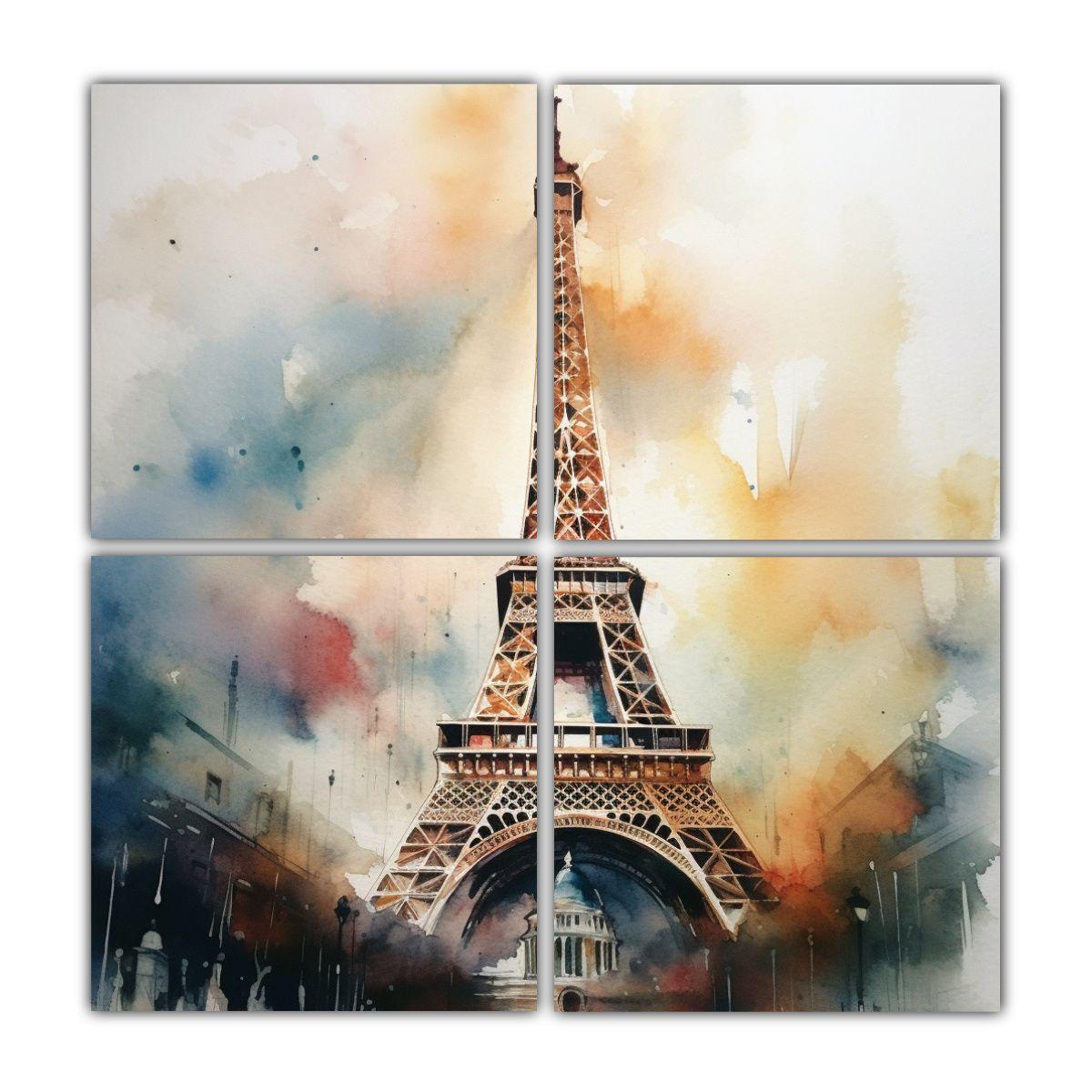 Pintura Acuarela Realista De La Torre Eiffel Arte 200x200 Cm-0