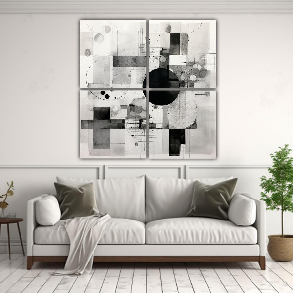 4 Cuadros Decorativos Vintage En Blanco Y Negro, 120x120 Cm-2