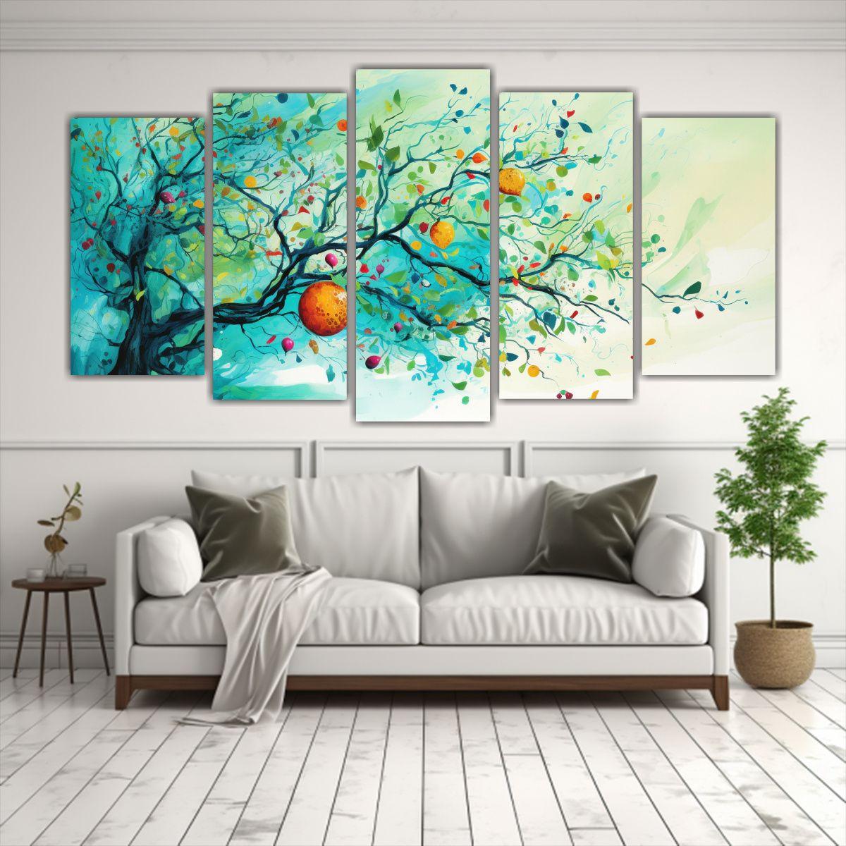 Lienzos De Tela Decoración Brillante Con Árbol 100x50 Cm-2