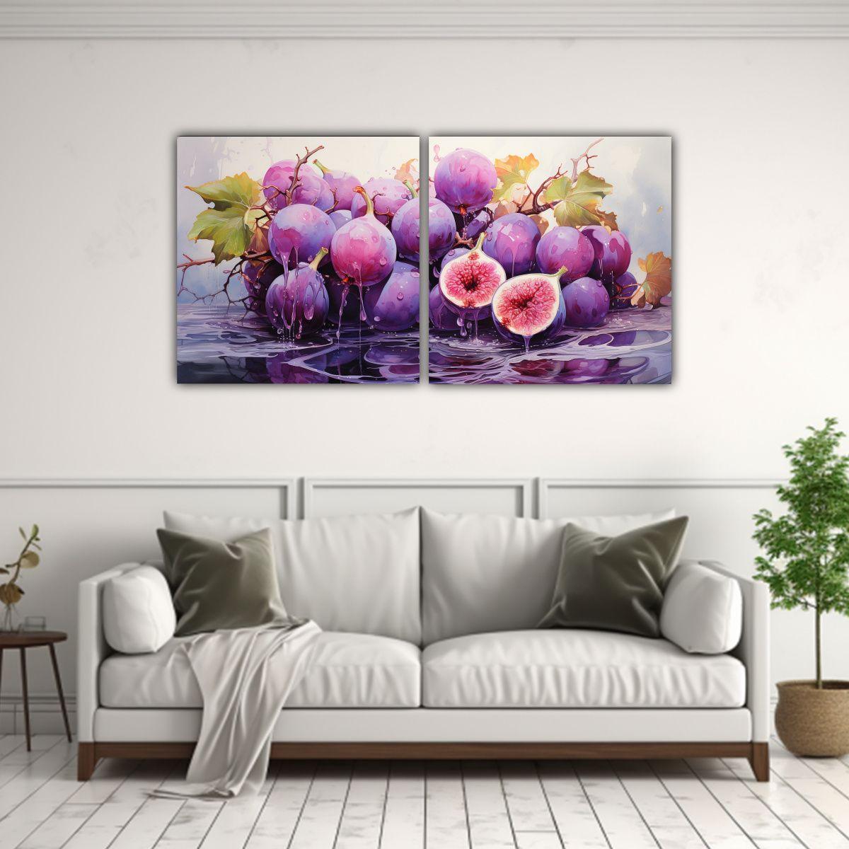Pintura Acuarela Abstracta Colores Morado Árbol 100x50 Cm-2