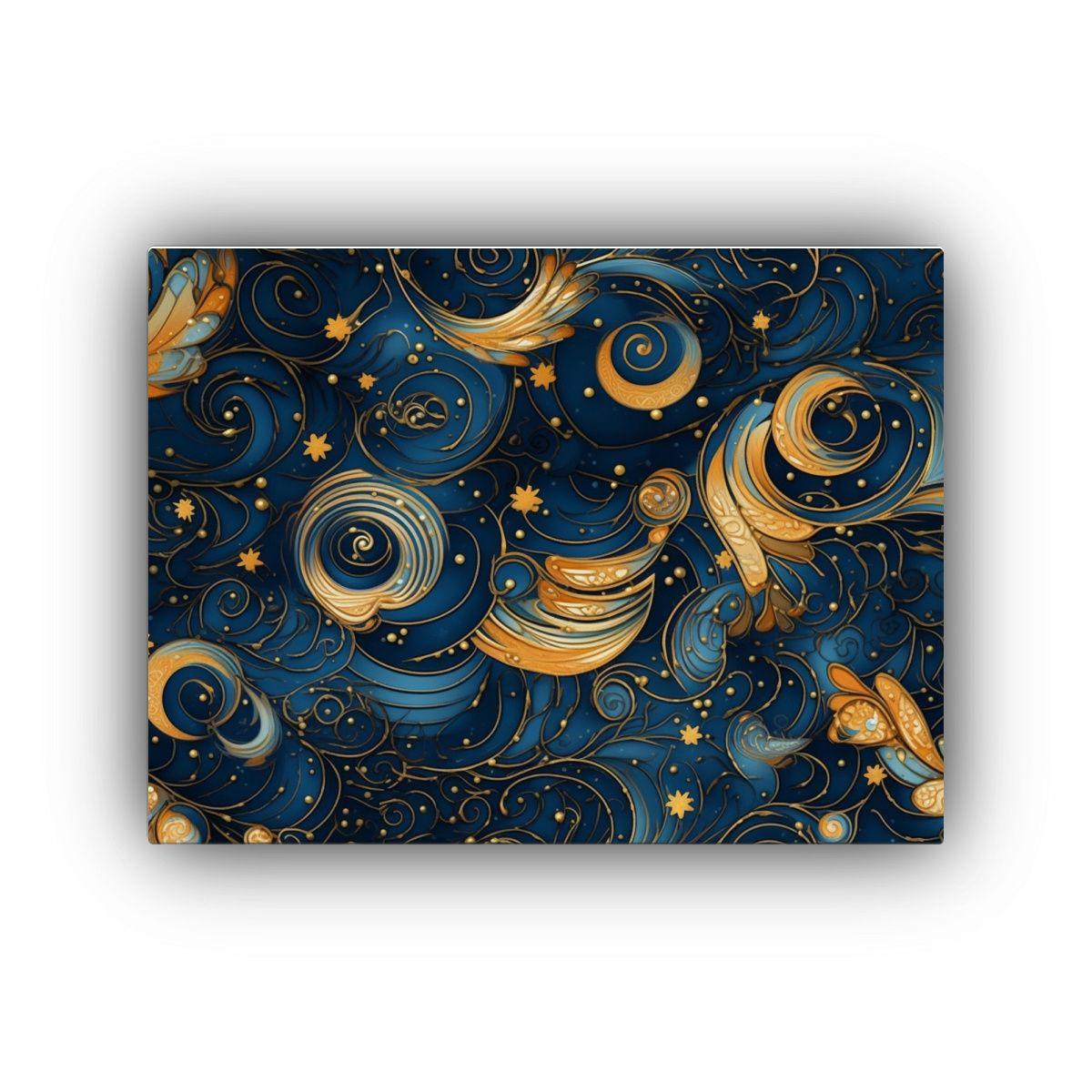 Cuadro Composición Estrellas En Fondo Azul Y Dorado. 65x50cm-0