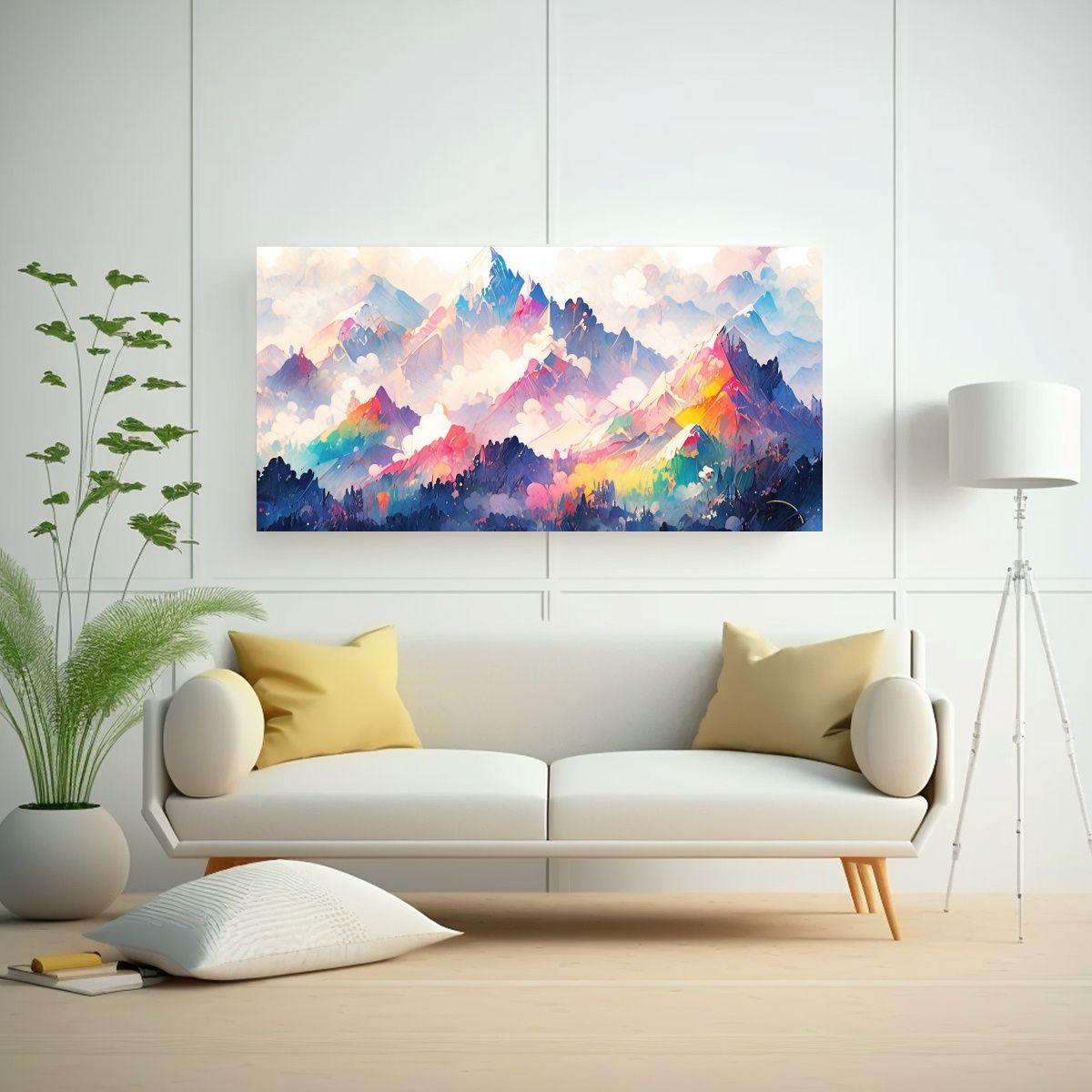 Cuadro Montañas Famosas Y Arcoíris Con Agua 140x70cm-2