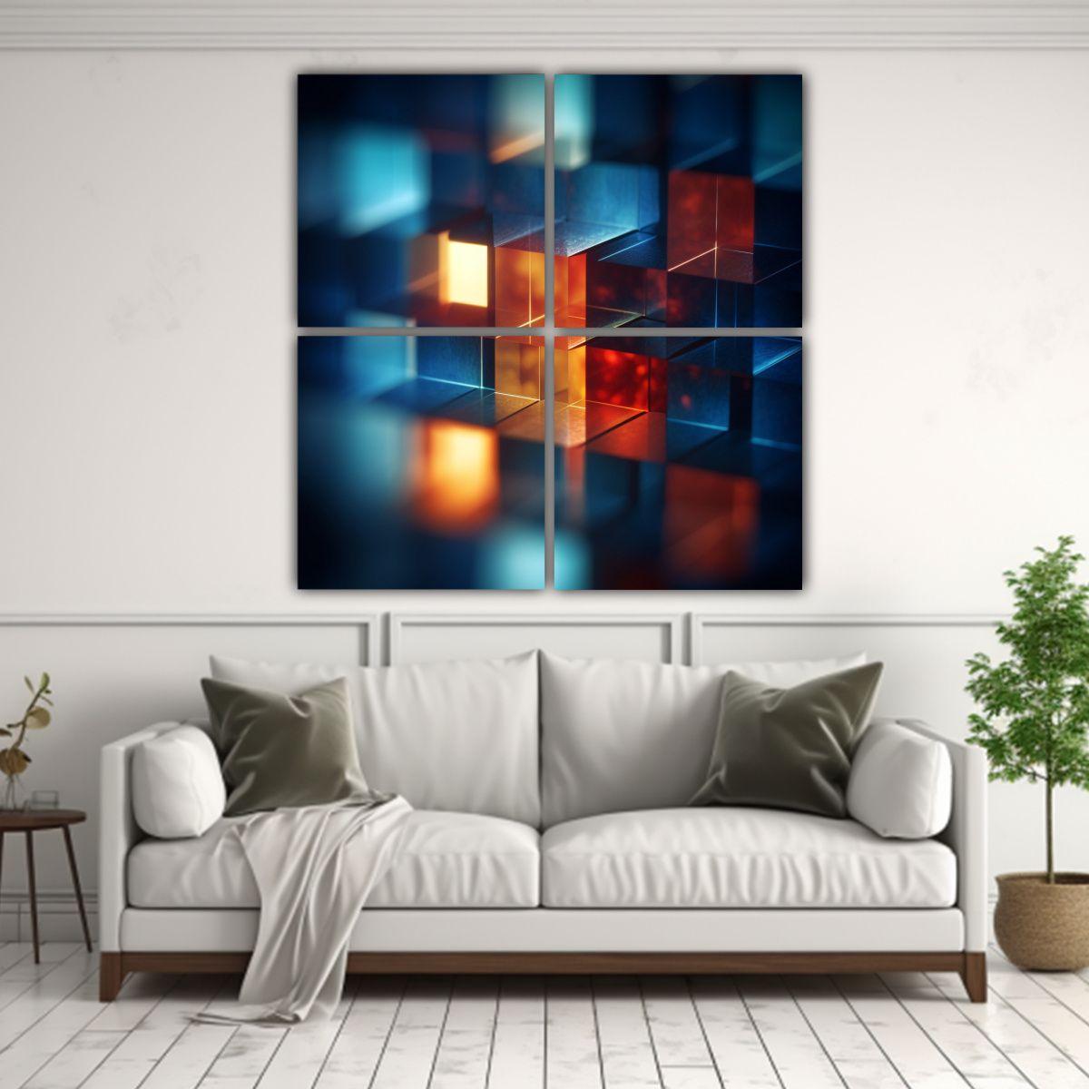 Pinturas De Decoración De Cuatro Artes De Pared 100x100 Cm-2