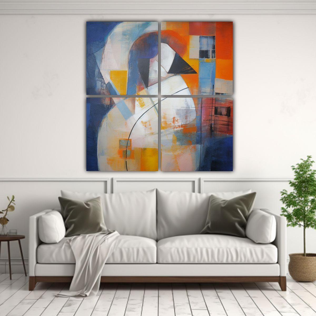Cuadros Tela Sublimada Comedor Abstracto Cello 60x60 Cm-2
