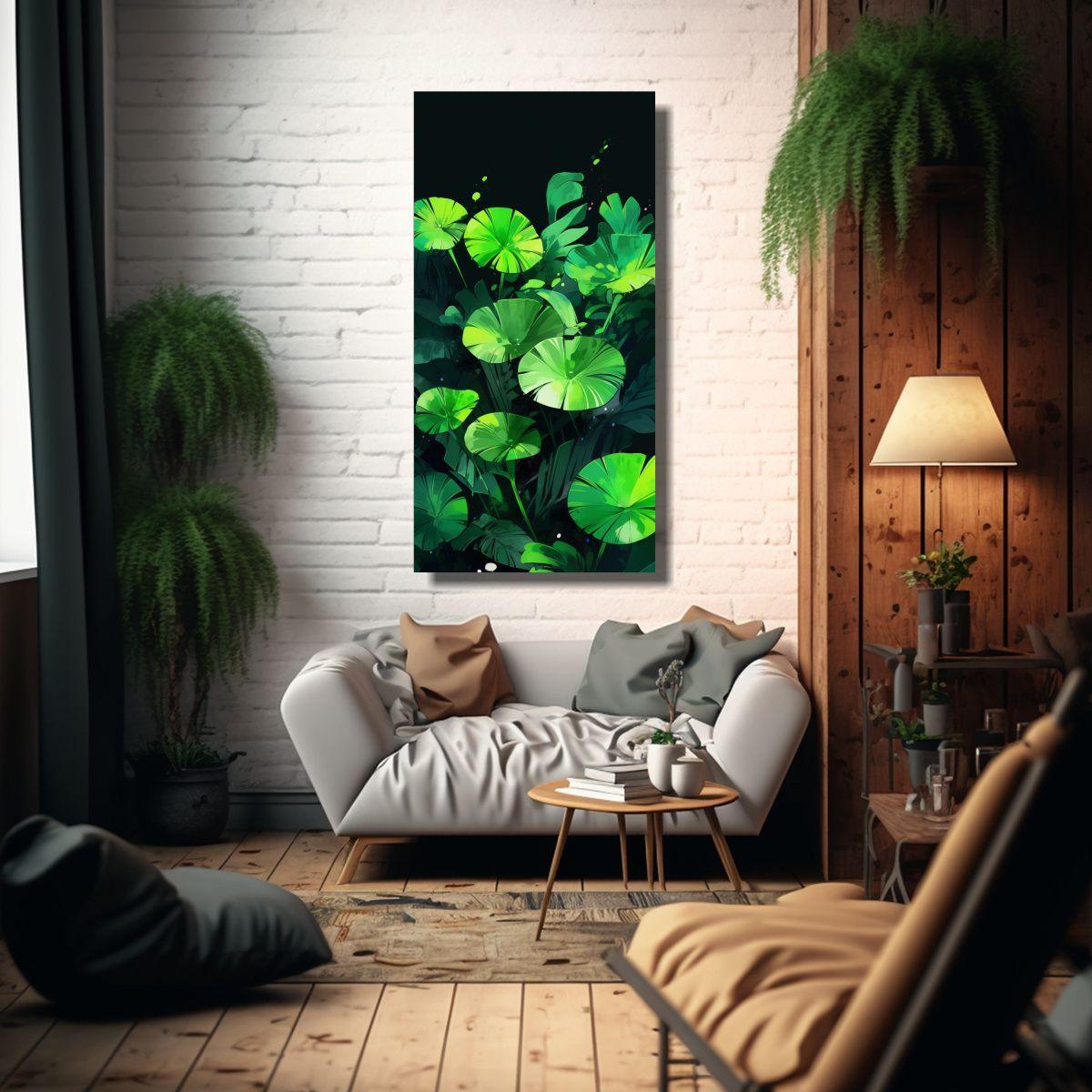 Escenario Calidoso Arte Verde En Tonalidades 80x160cm-2