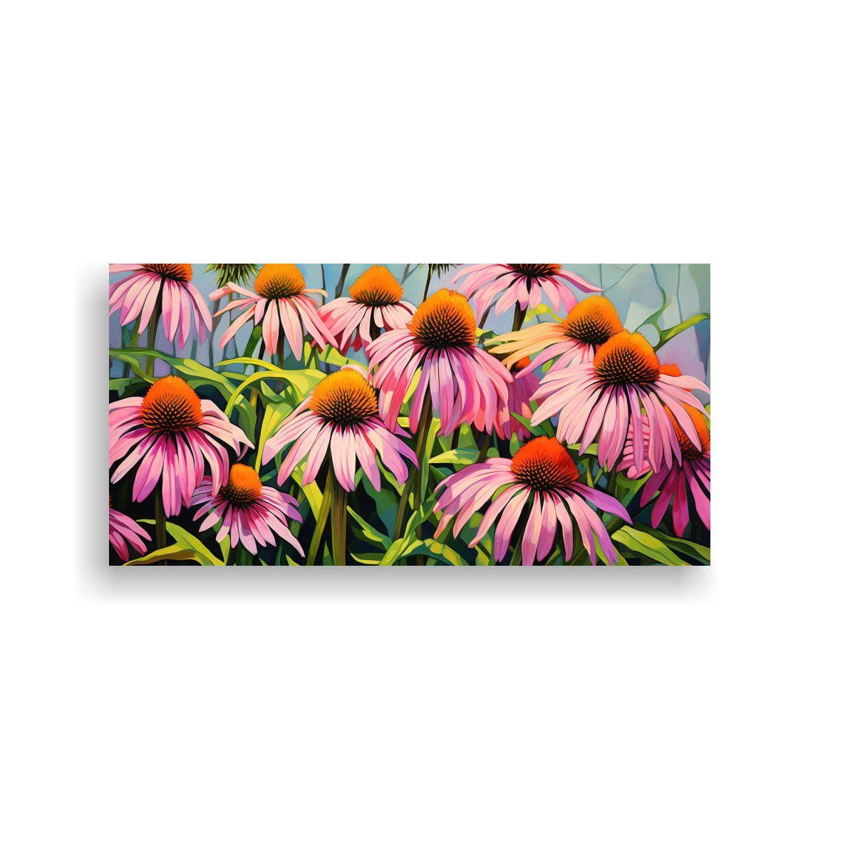 Pintura Abstracta De Coneflower Y Hierbas En Estil 100x50cm-0