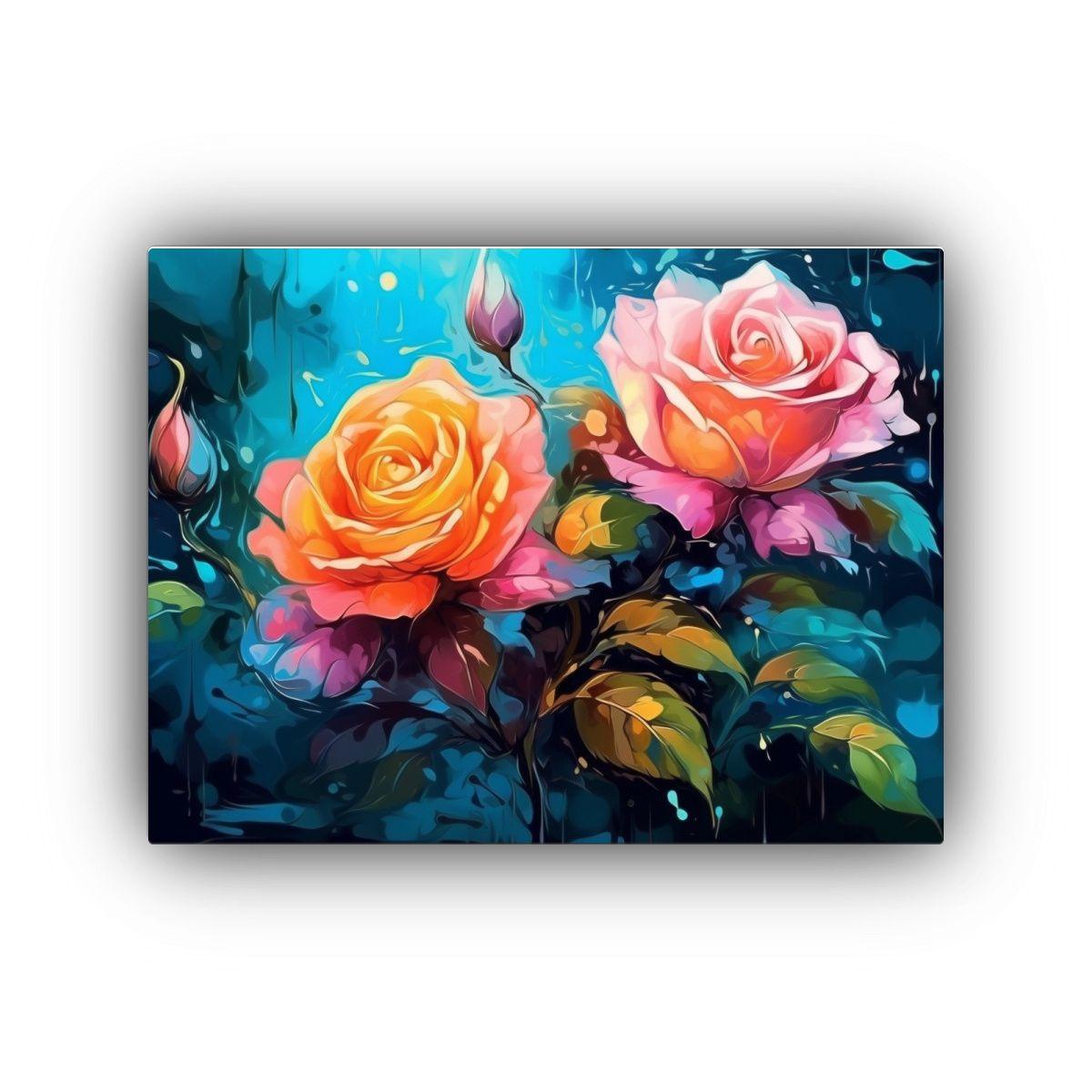 Cuadro Calidos Urbano Con Rosas Floreciendo Y 65x50cm-0