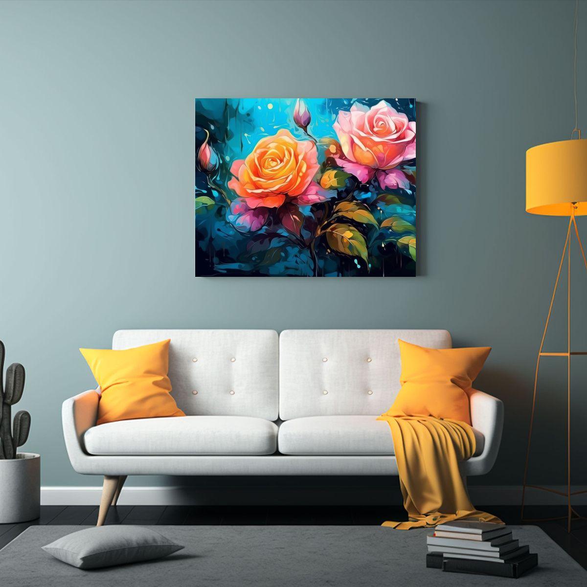 Cuadro Calidos Urbano Con Rosas Floreciendo Y 65x50cm-2