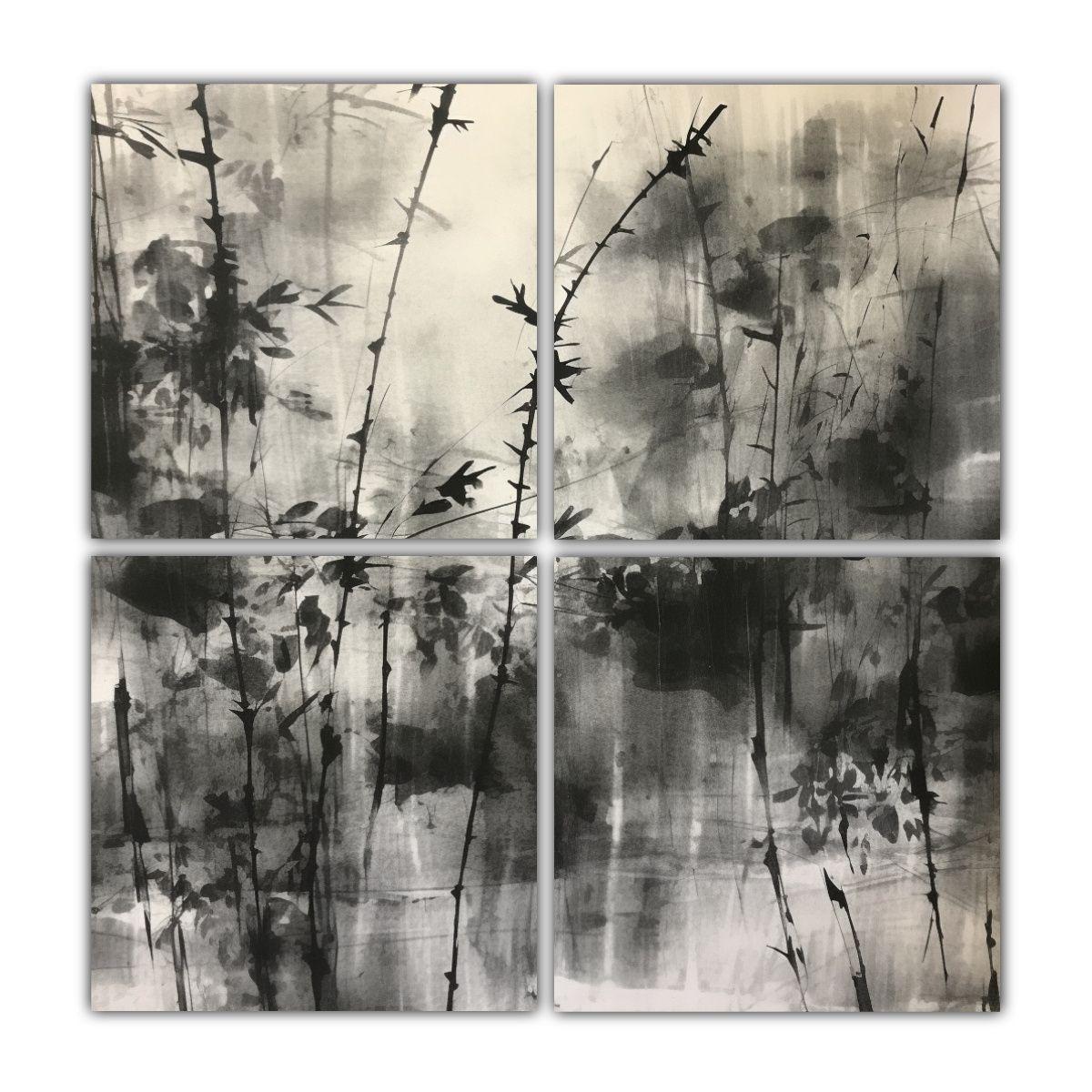 Cuatro Cuadros Conceptuales: Visión Abstracta 160x160 Cm-0