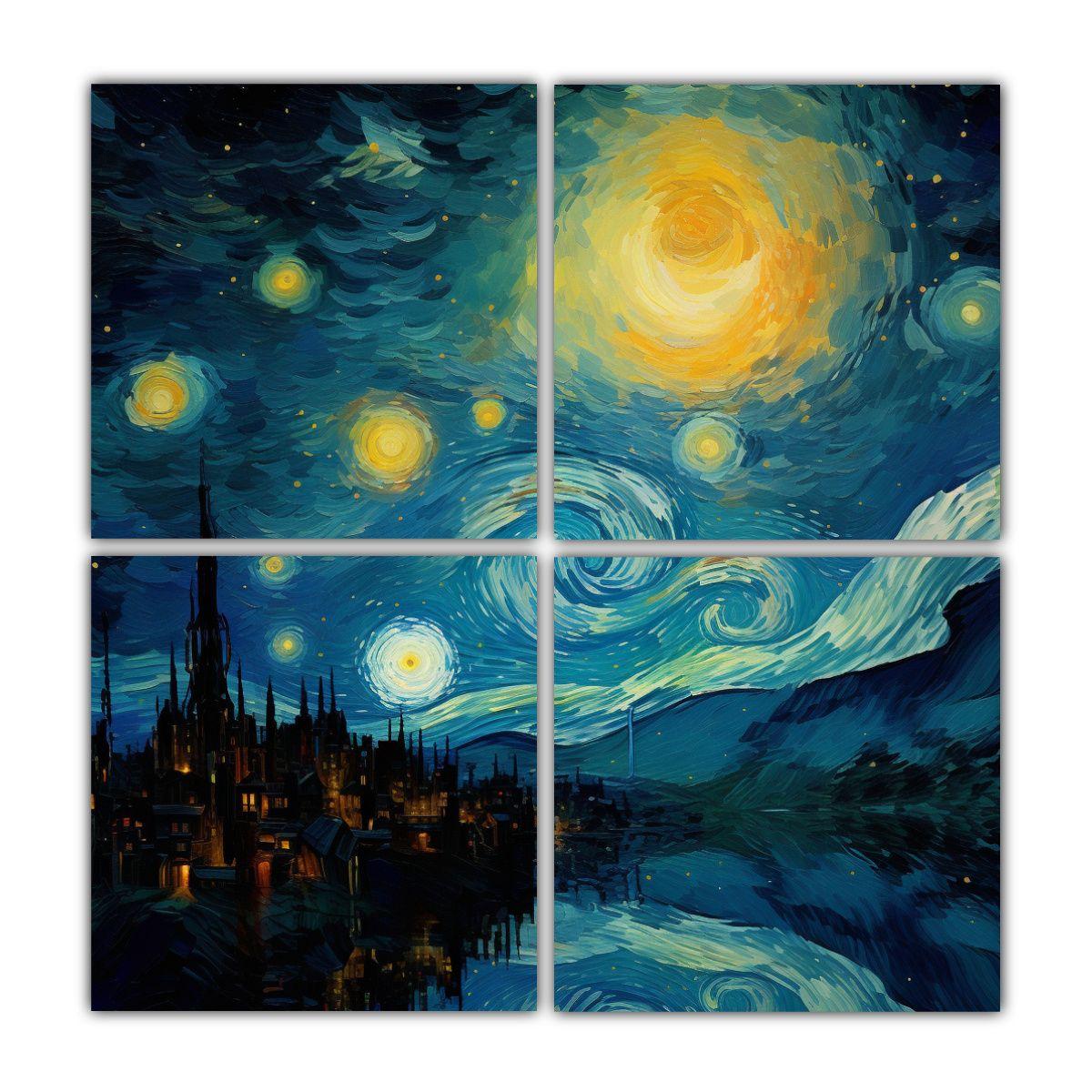 Cuatro Telas En Bastidor Alta Calidad 80x80 Cm-0