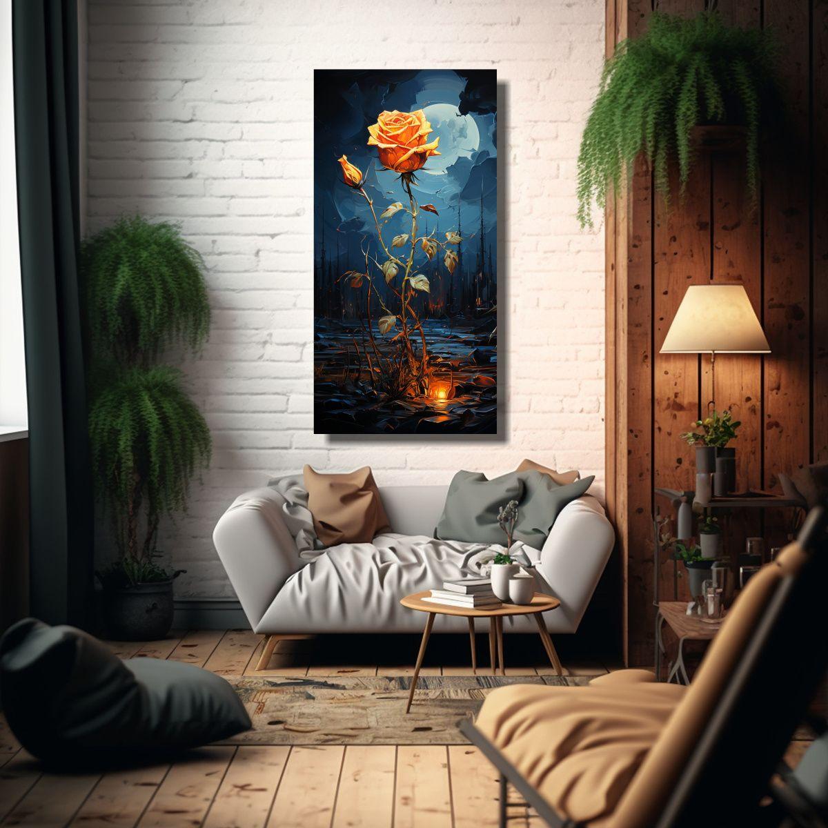Cuadro Decorativo Estilo Rose Van Gogh Con Textura 50x100cm-2