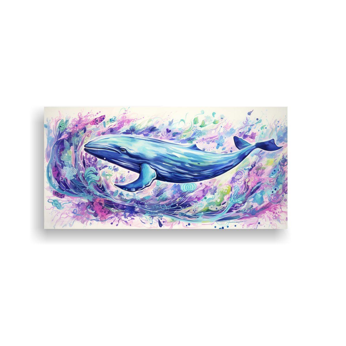 Cuadro Decorativo Tema Simetría Ballena Azul En T 100x50cm-0