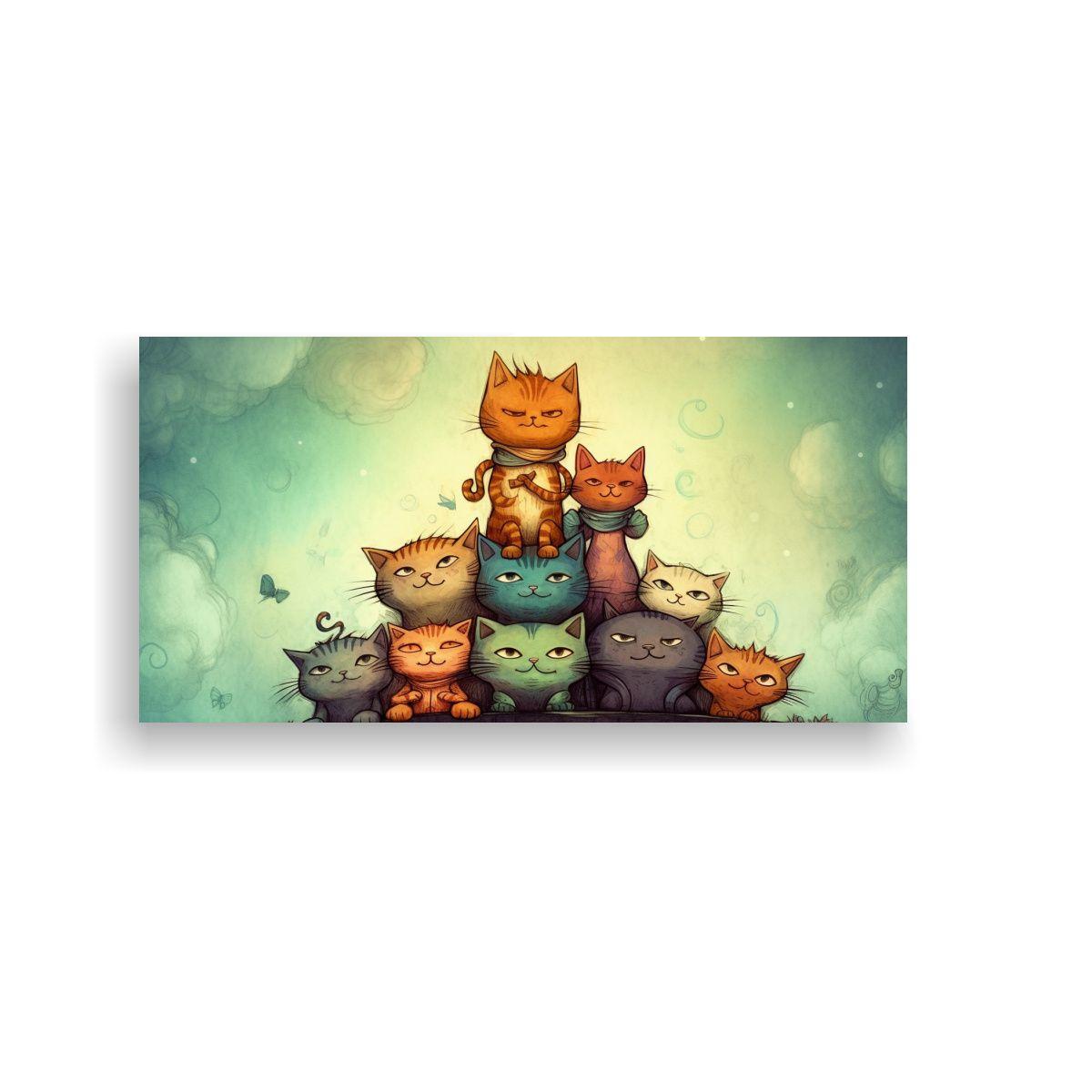 Pinturas De Decoración De Gatos En Colores Pop 40x20cm-0