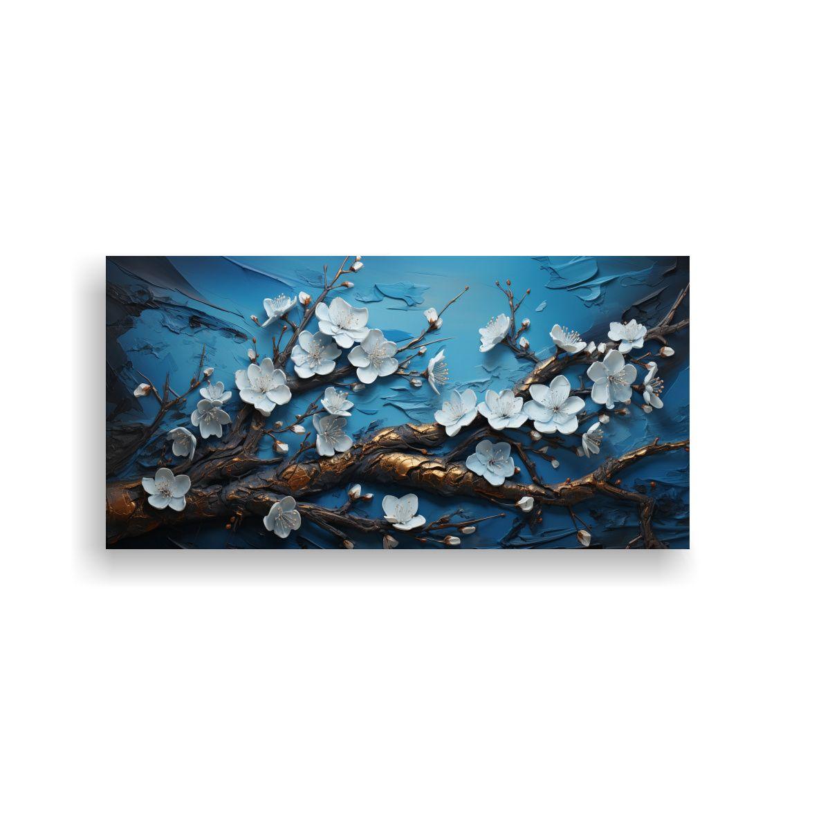 Pintura Cuadro árbol Cerezo En Tonos Negro Y 100x50cm-0