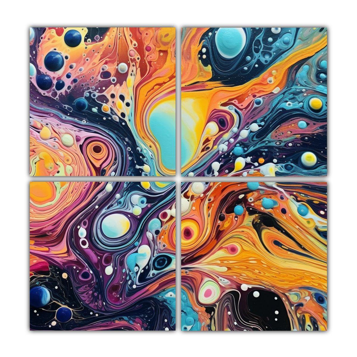 Pintura Decorativa De 4 Lienzos Escena Behrsing 80x80 Cm-0