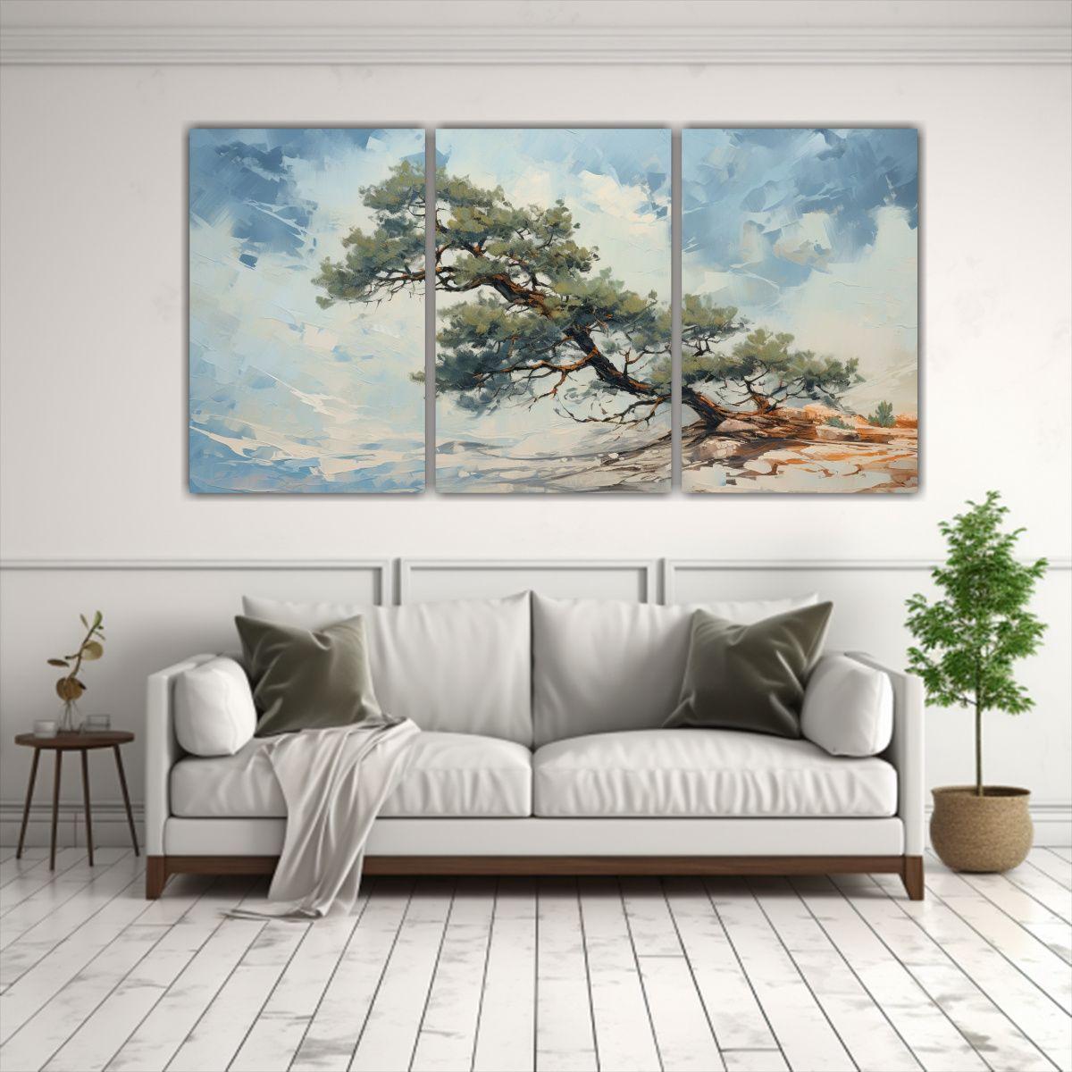 Conjunto De 3 Cuadros Abstractos De Pino Pintura 150x75 Cm-2