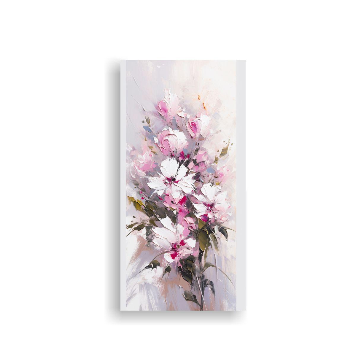 Cuadro Moderno Exposición Flores En Blanco Y 20x40 Cm-0