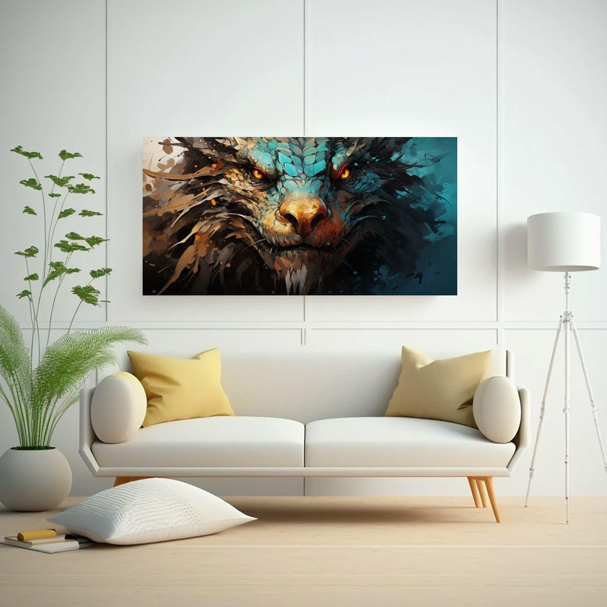 Pintura De Pared Vanguardia Dragón En Marrón Y 120x60cm-2