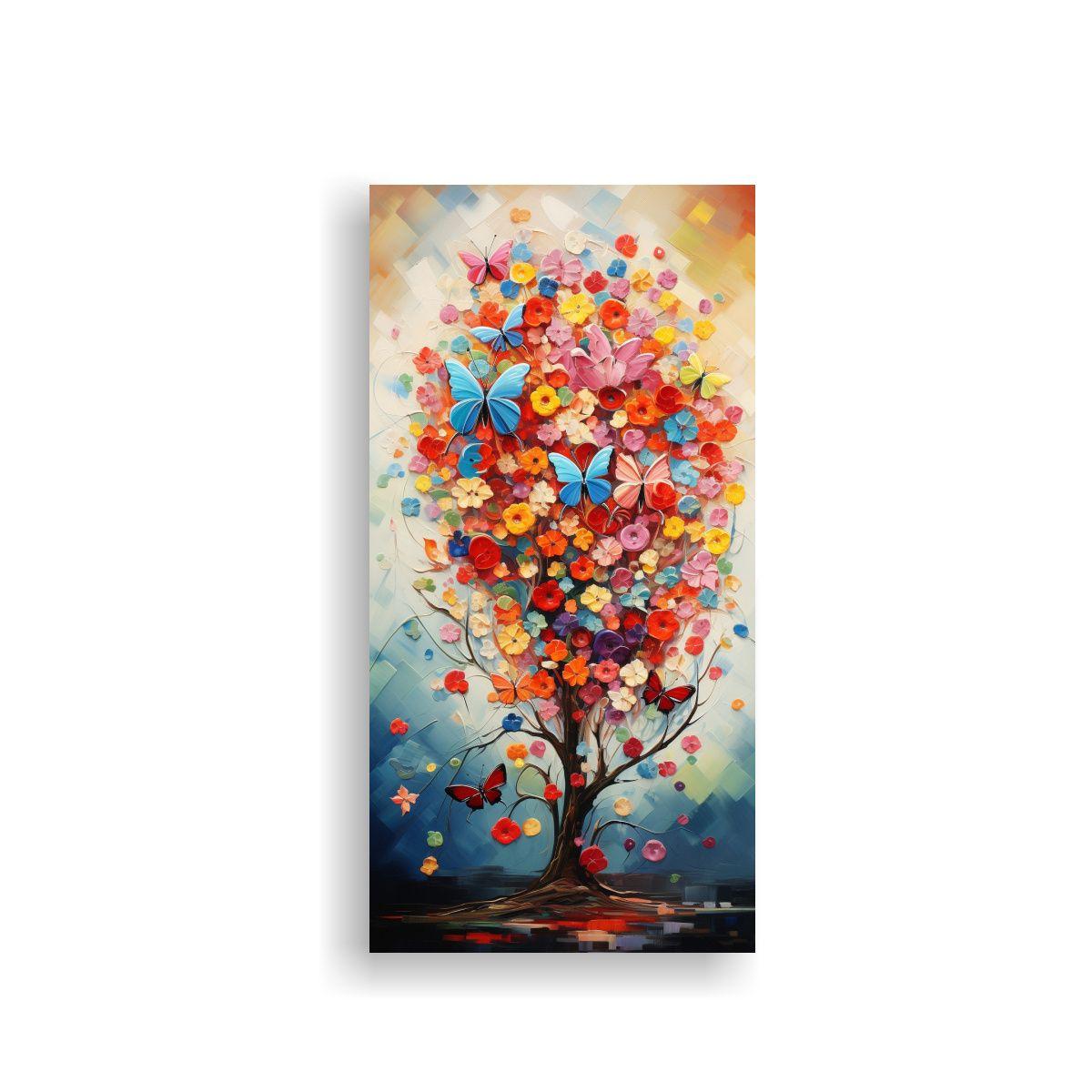 Cuadro Decorativo Abstracto Con Mariposas De 50x100cm-0