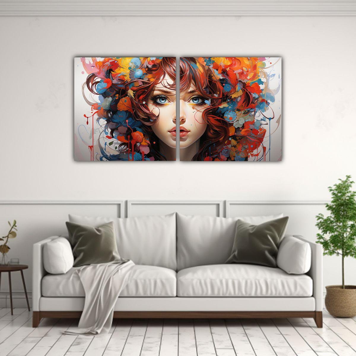 Pintura Vintage De Una Chica Comiendo En Lienzo 120x60 Cm-2