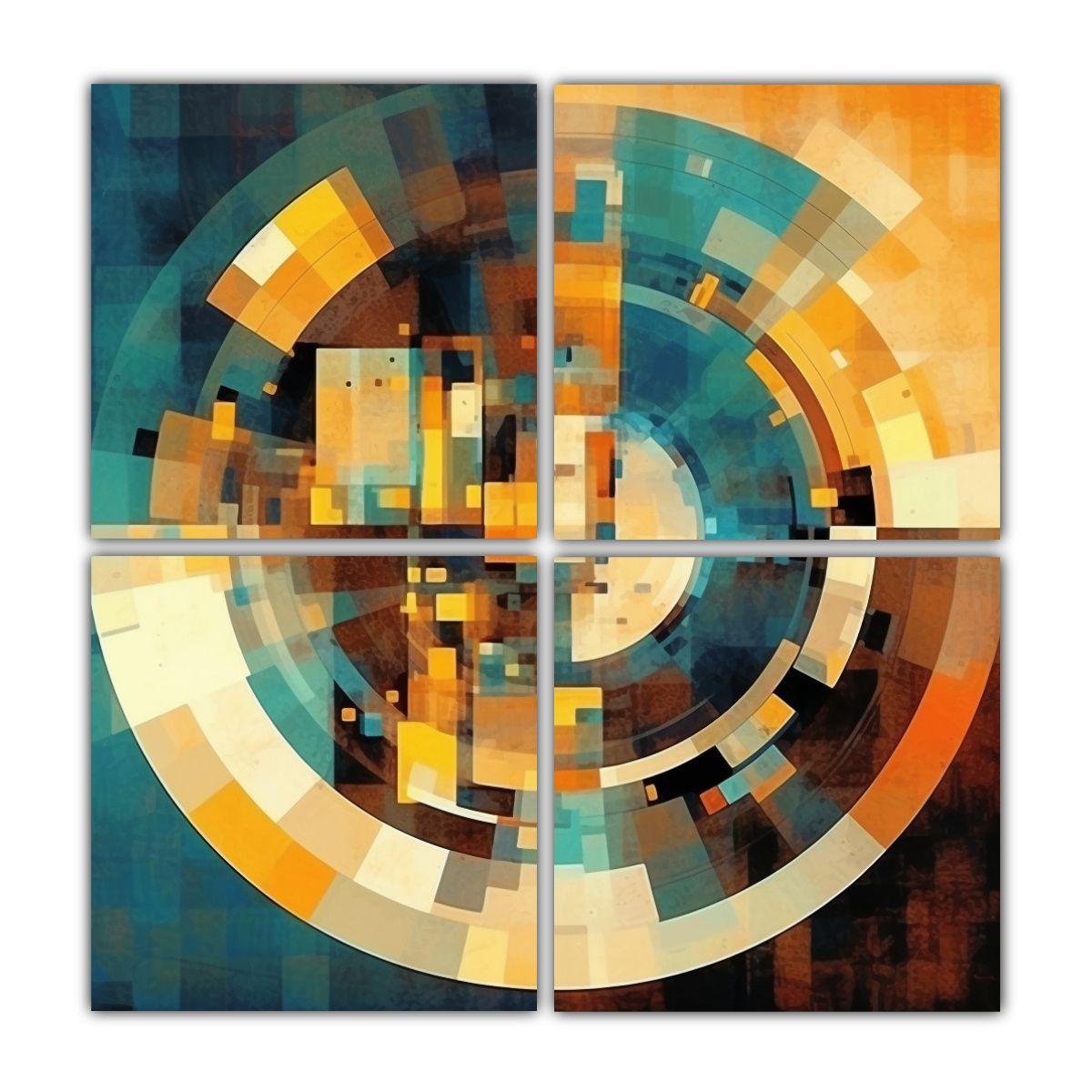 Cuadro Abstracto Colorido En Estilo Galería 140x140 Cm-0
