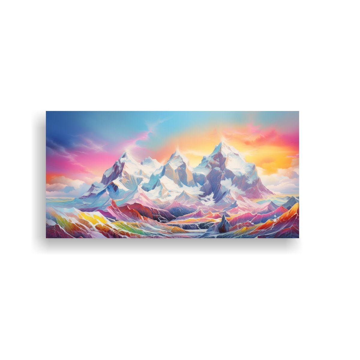 Cuadro Decoración Elegancia Montañas Nevadas 40x20cm-0
