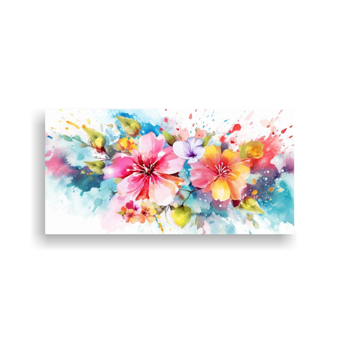Cuadro Abstracto Verano Acuarela Colores Intensos 100x50cm-0