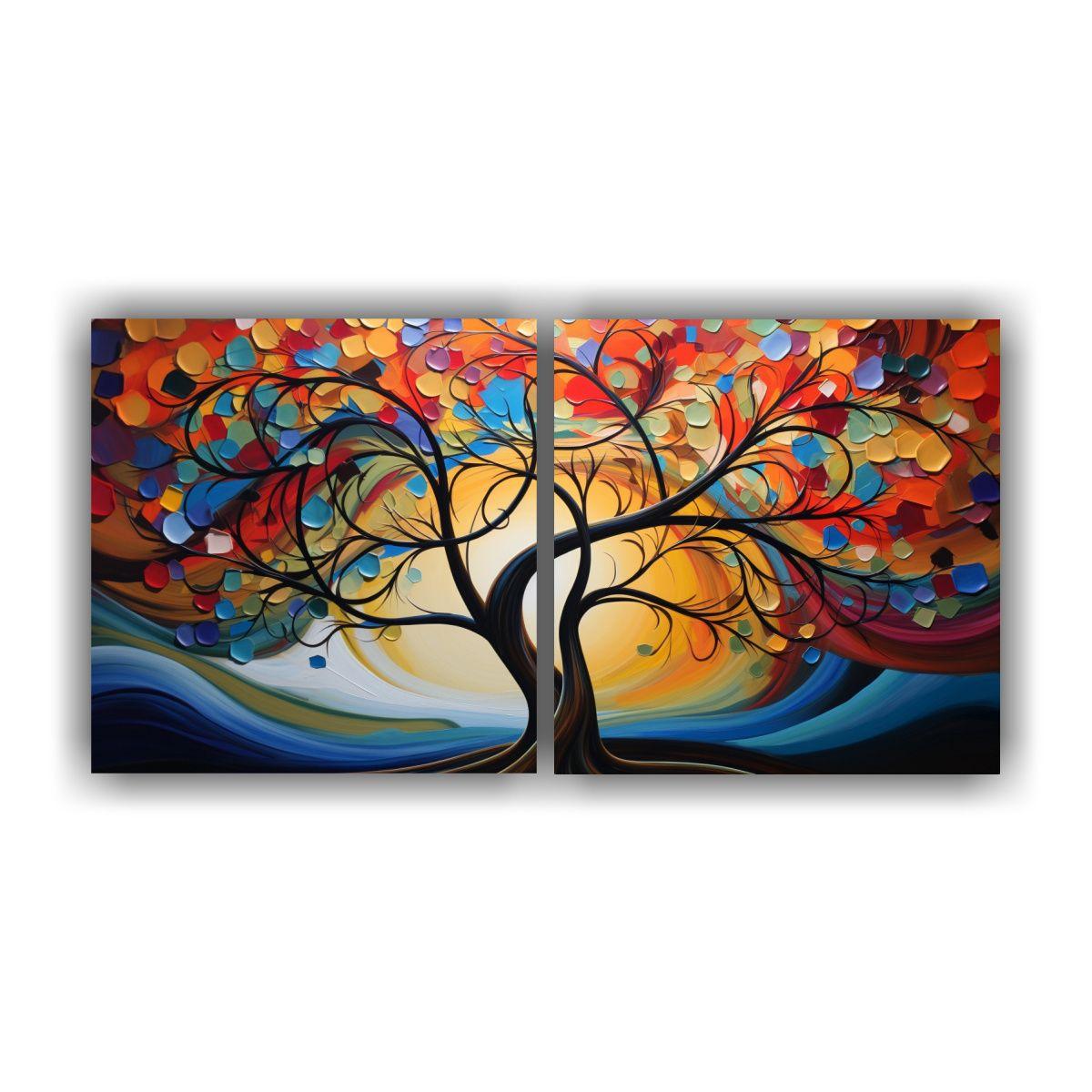 Pintura Abstracta Moderna Inspirada En árbol 140x70 Cm-0