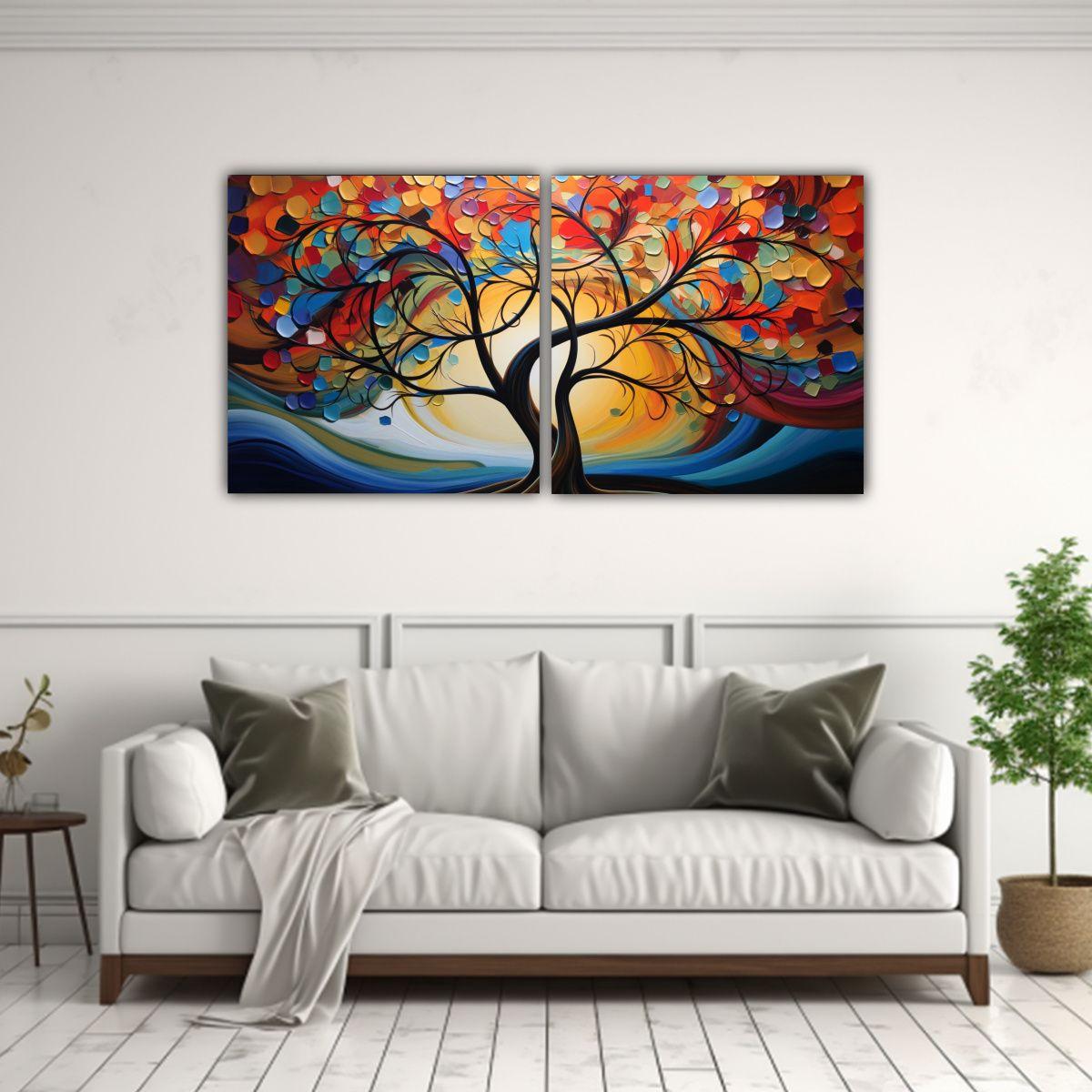 Pintura Abstracta Moderna Inspirada En árbol 140x70 Cm-2