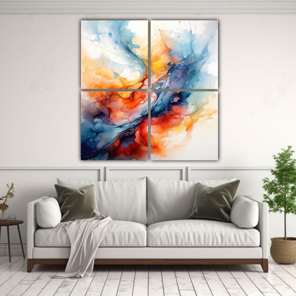 Pintura Acuarela Impresionista De Abstracción 80x80 Cm-2