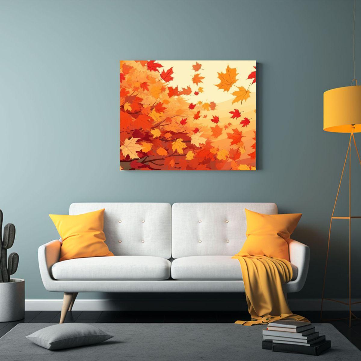 Pinturas Decorativas De Figuras De Otoño Sobre Fondo De Hoj 90x60cm-2