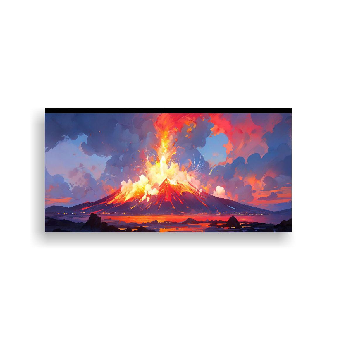 Pintura Abstracta De Un Volcán Blanco Con Alta 120x60 Cm-0