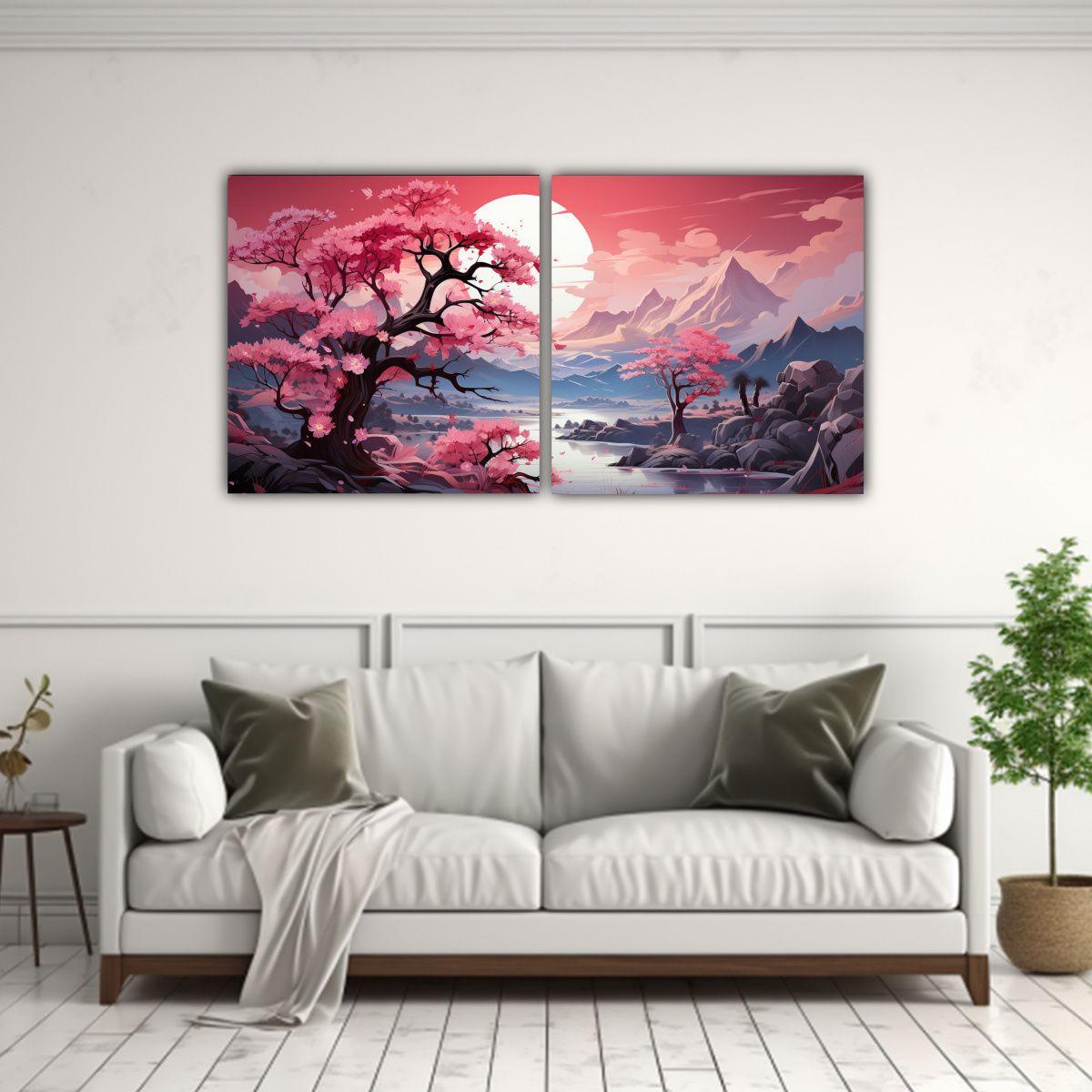 Artes De Pared Imagen Escenario Árbol En Blanco 60x30 Cm-2