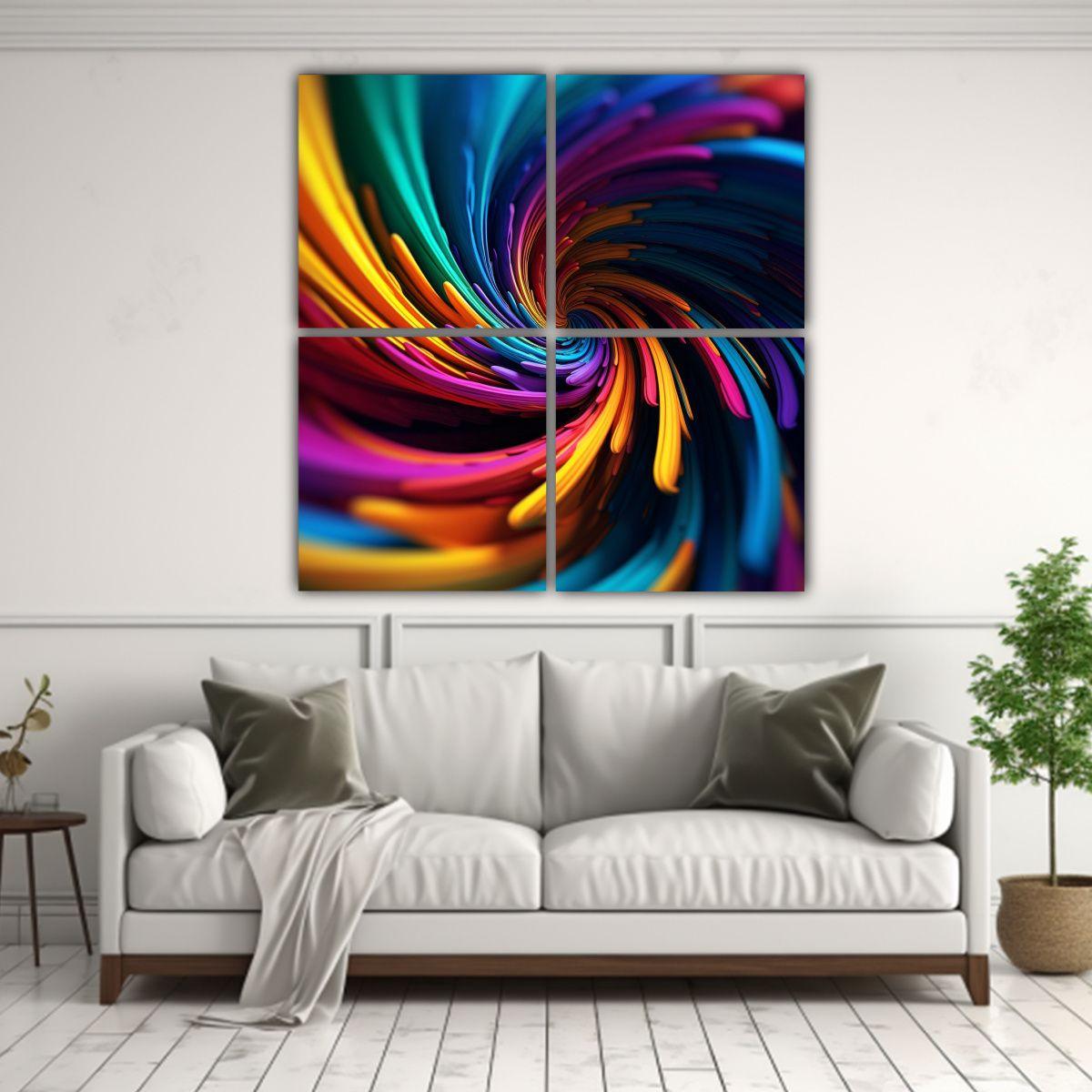 Cuatro Poderosas Pinturas Abstractas En Bastidor 40x40 Cm-2