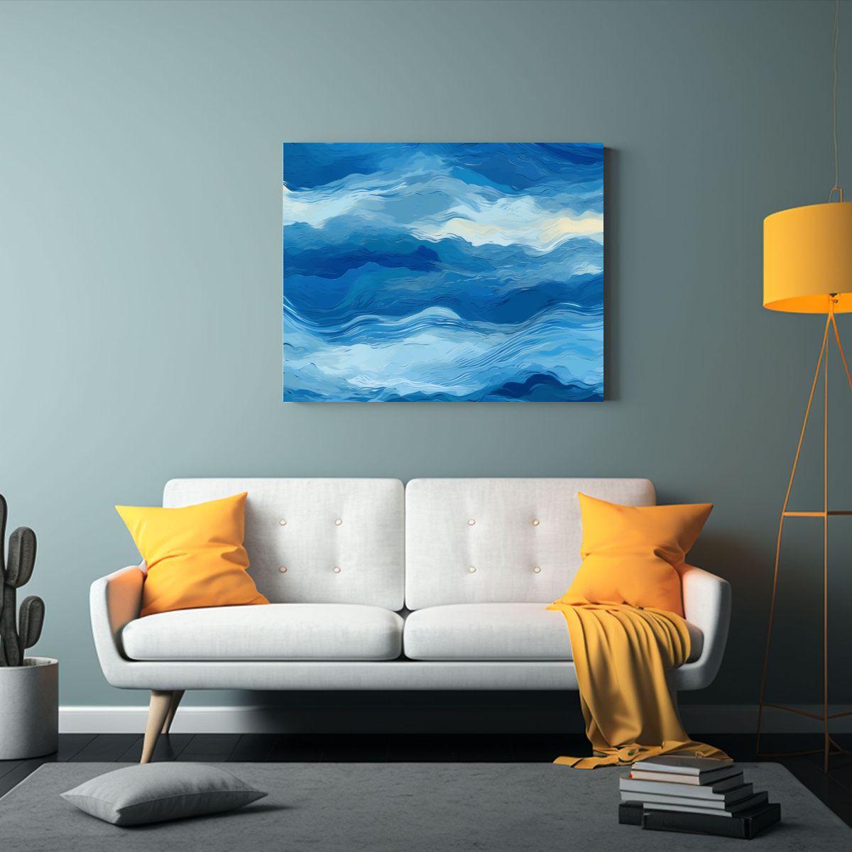 Pinturas Decorativas Modernas Con Capas Intensas De Azules P 60x40cm-2