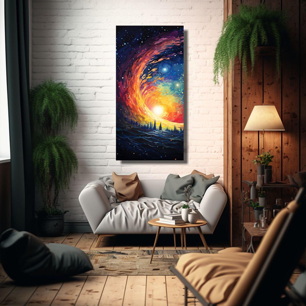 Pintura Abstracta De Una Luna Creciente De Cerca 30x60cm-2