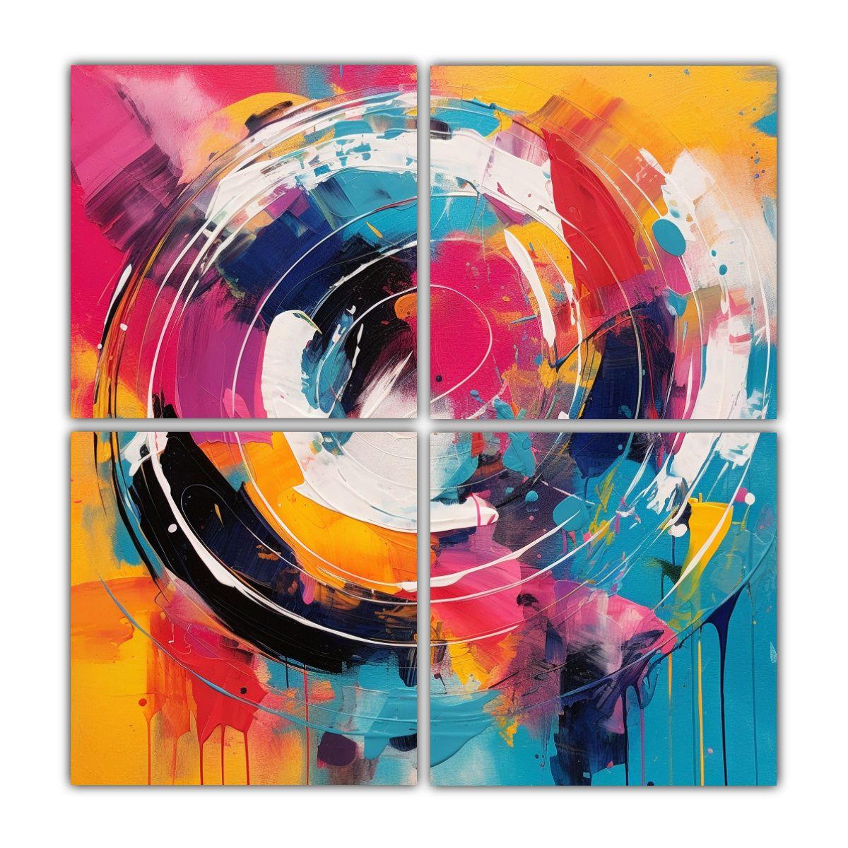 Cuatro Artes De Pared Estilo Galería Pinturas 60x60 Cm-0