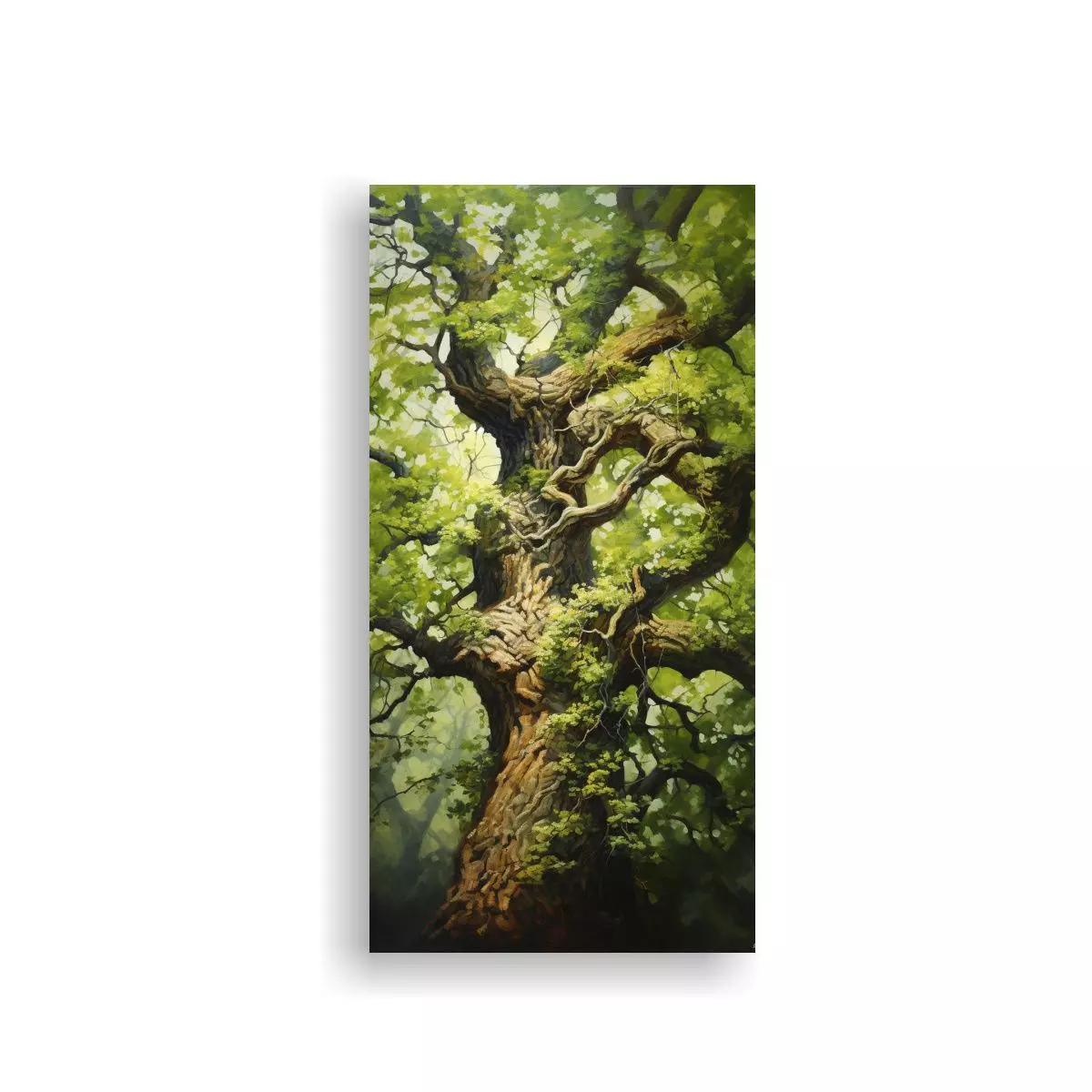Lienzo Diseño Profundidad Árbol Roble Pintura 70x140cm-0