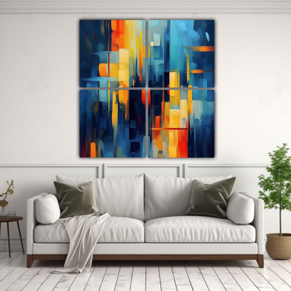Pintura Abstracta Colores Vibrantes Decoración 60x60 Cm-2