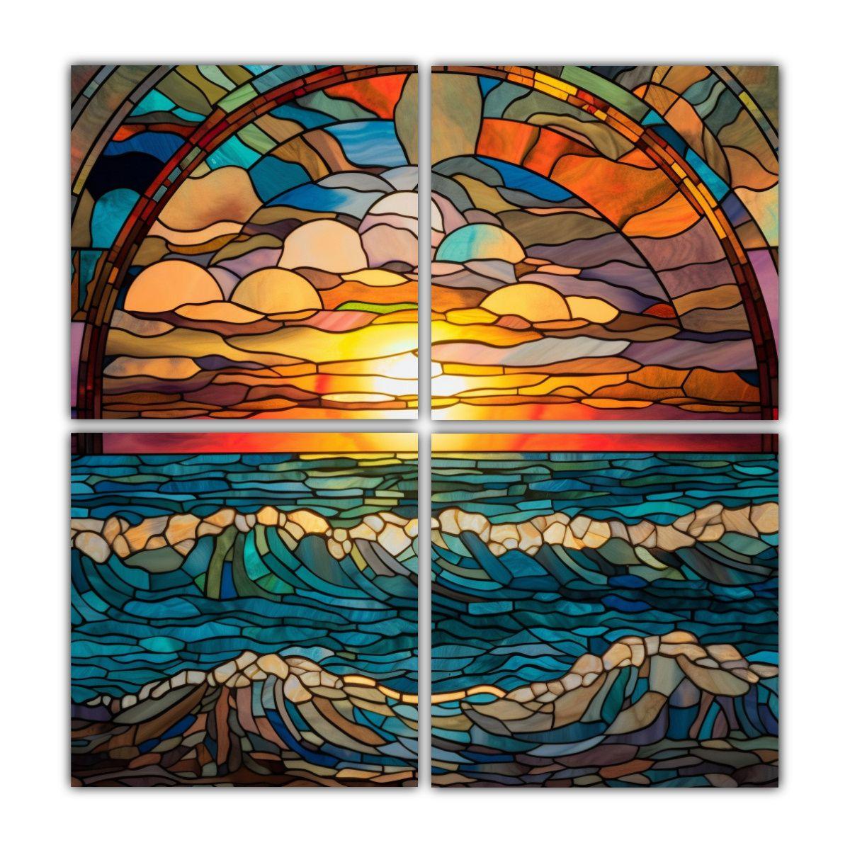 Cuadros Movimiento Inspiración Cristal Playa 40x40 Cm-0