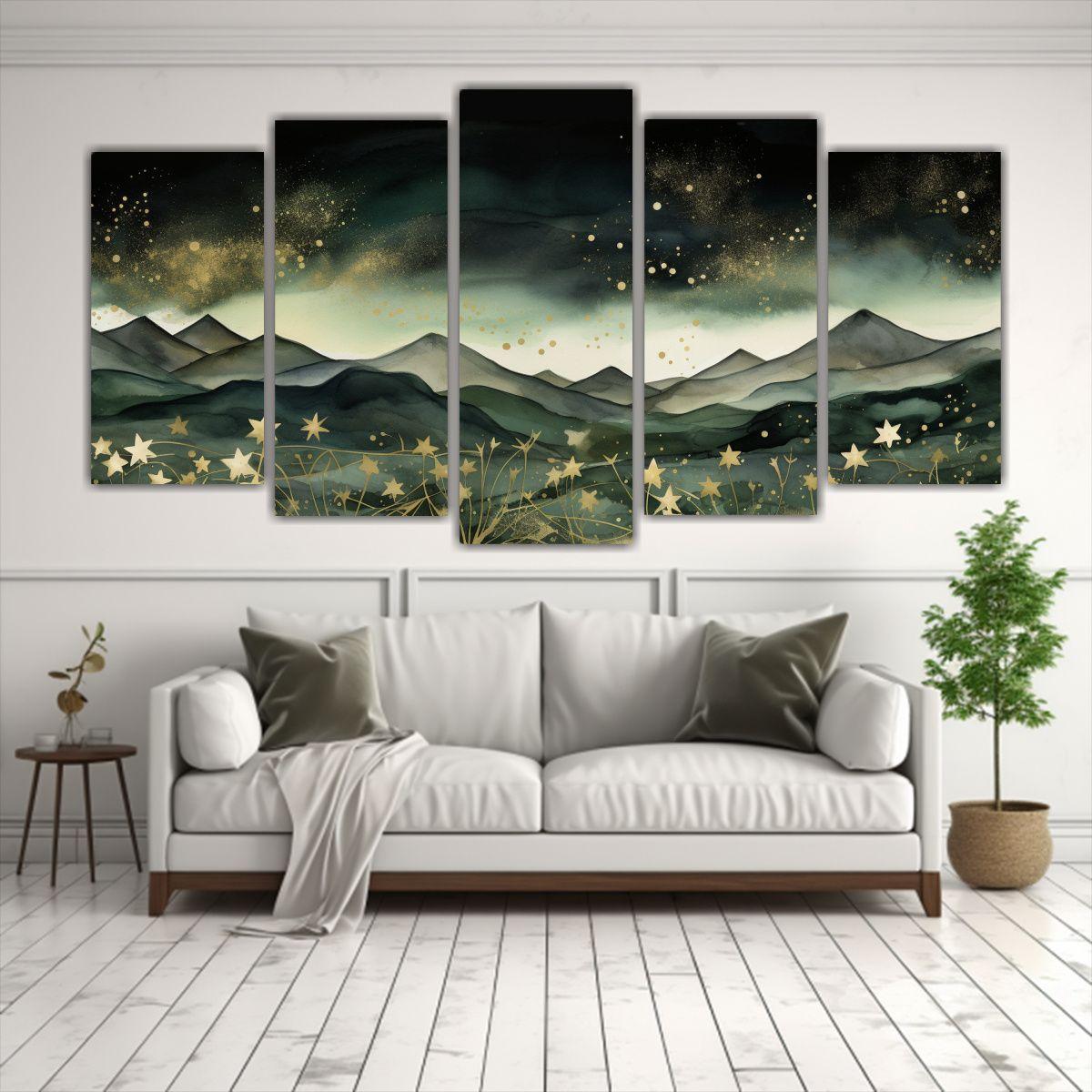 Pintura Floral Intensa De Paisaje Montañoso Con 150x75 Cm-2