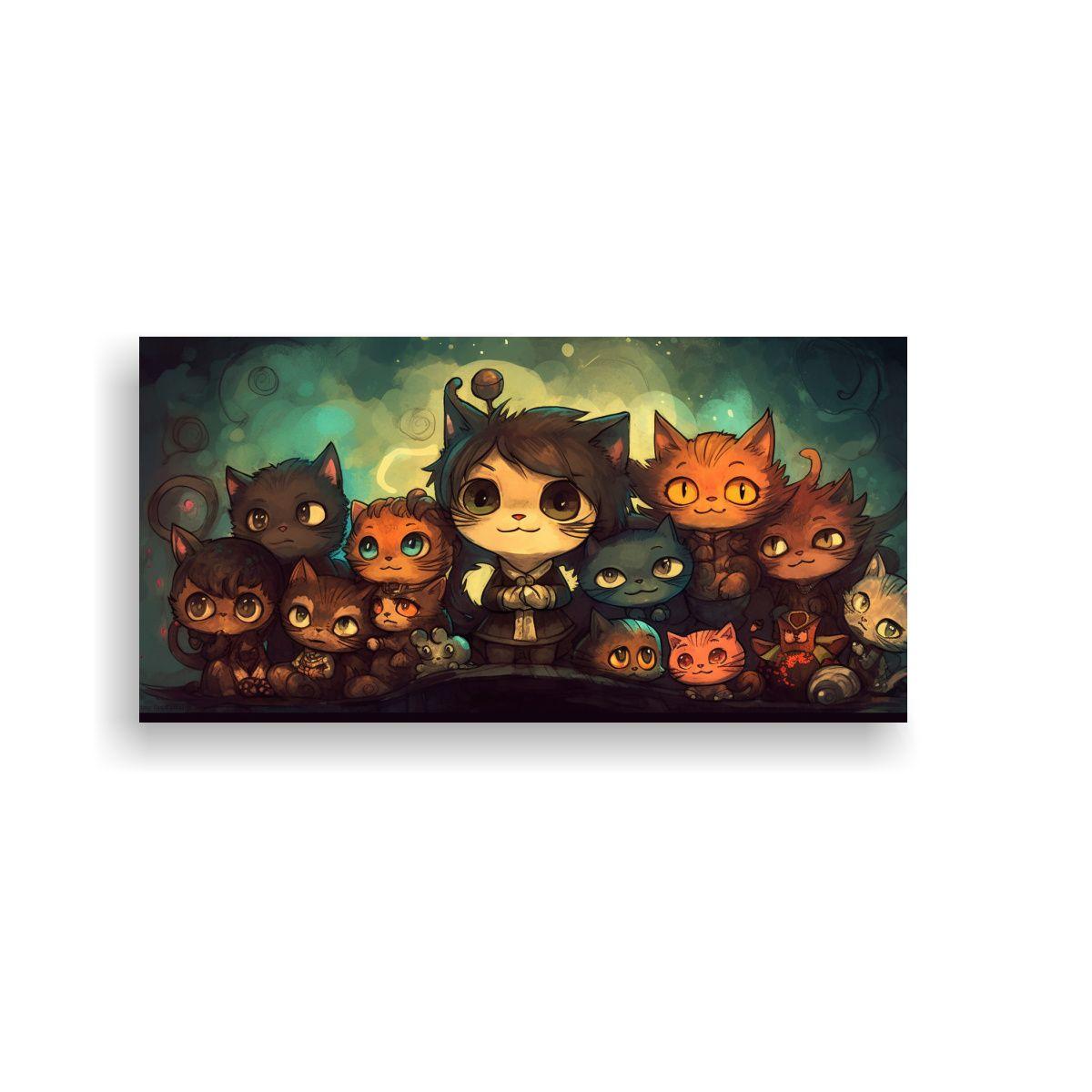 Cuadros De Arte Moderno Para Comedor Con Gatos De 80x40cm-0