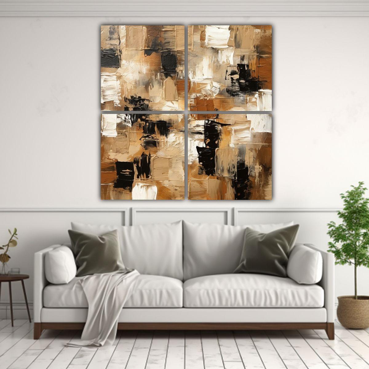 Cuatro Telas En Bastidor Acuarela Fantasia 140x140 Cm-2