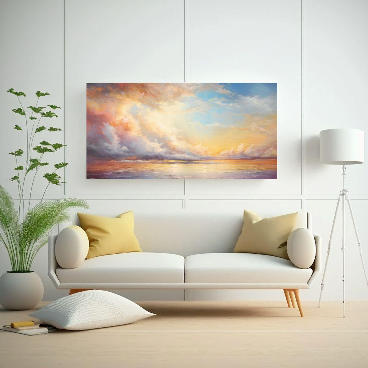 Lienzo De Tela Decoración Amanecer Con Arcoíris  140x70cm-2