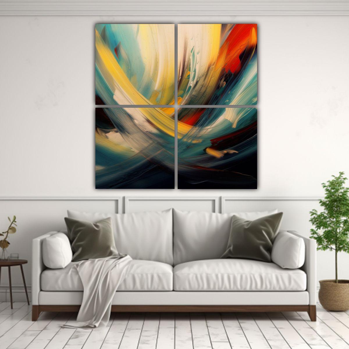 Cuadro Lienzo Patrón Intenso Estrellados 140x140 Cm-2