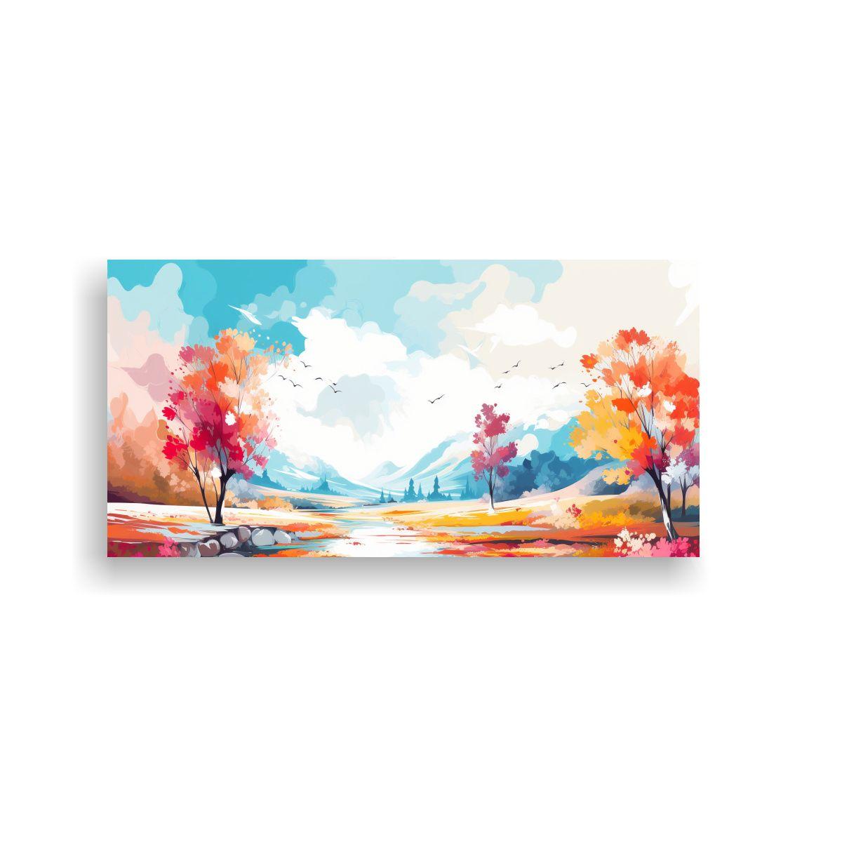 Paisaje Otoñal Vibrante Con Colores Neo Pop Art 140x70cm-0